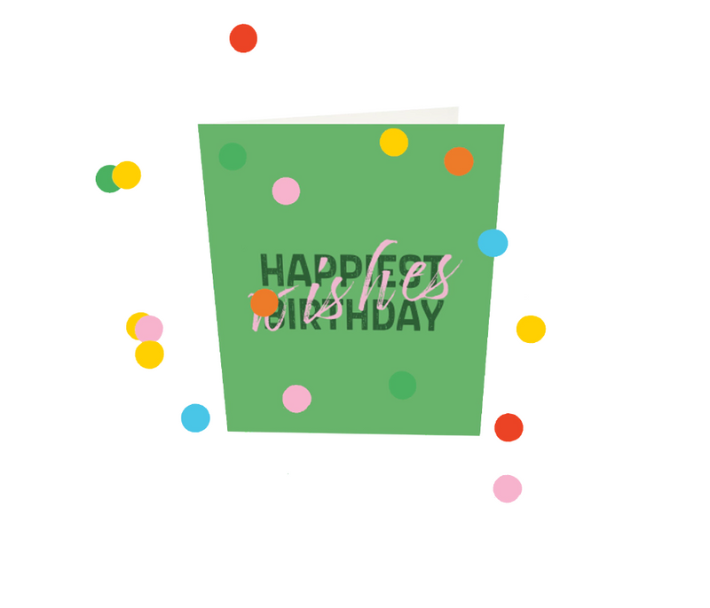 Postal de Confettis "Happiest Birthday"