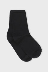 Meias Caneladas em Algodão Biológico – Preto