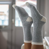 Meias de Lã Merino com Faixas – Cinza
