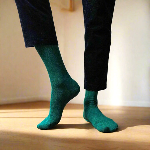 Meias de Lã Merino Lisa – Verde Floresta